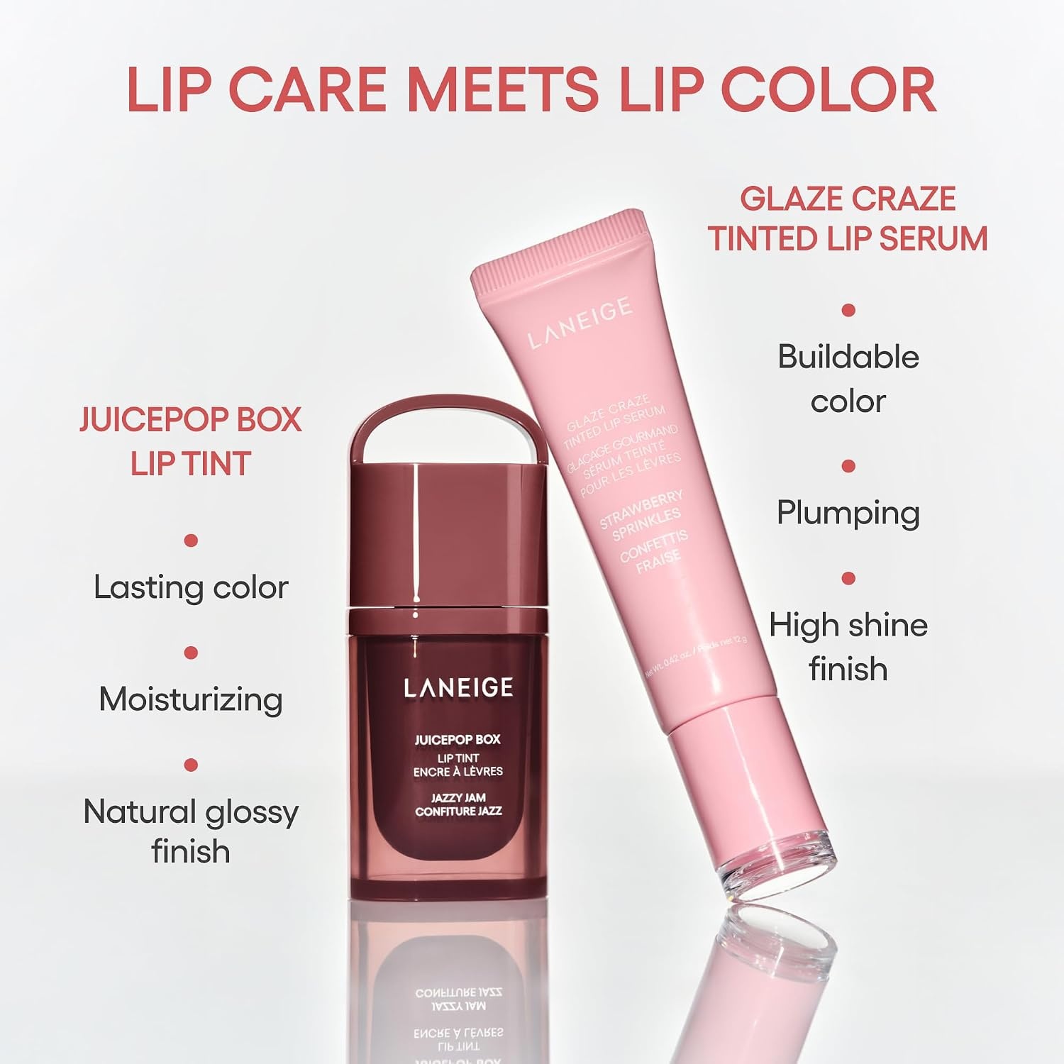 image:imageLANEIGE Glaze Craze Tinted Lip Serum Hydrating Lip Serum for Glossy Nourished Lips with Plumping PolypeptidesGlassy Lip Minis