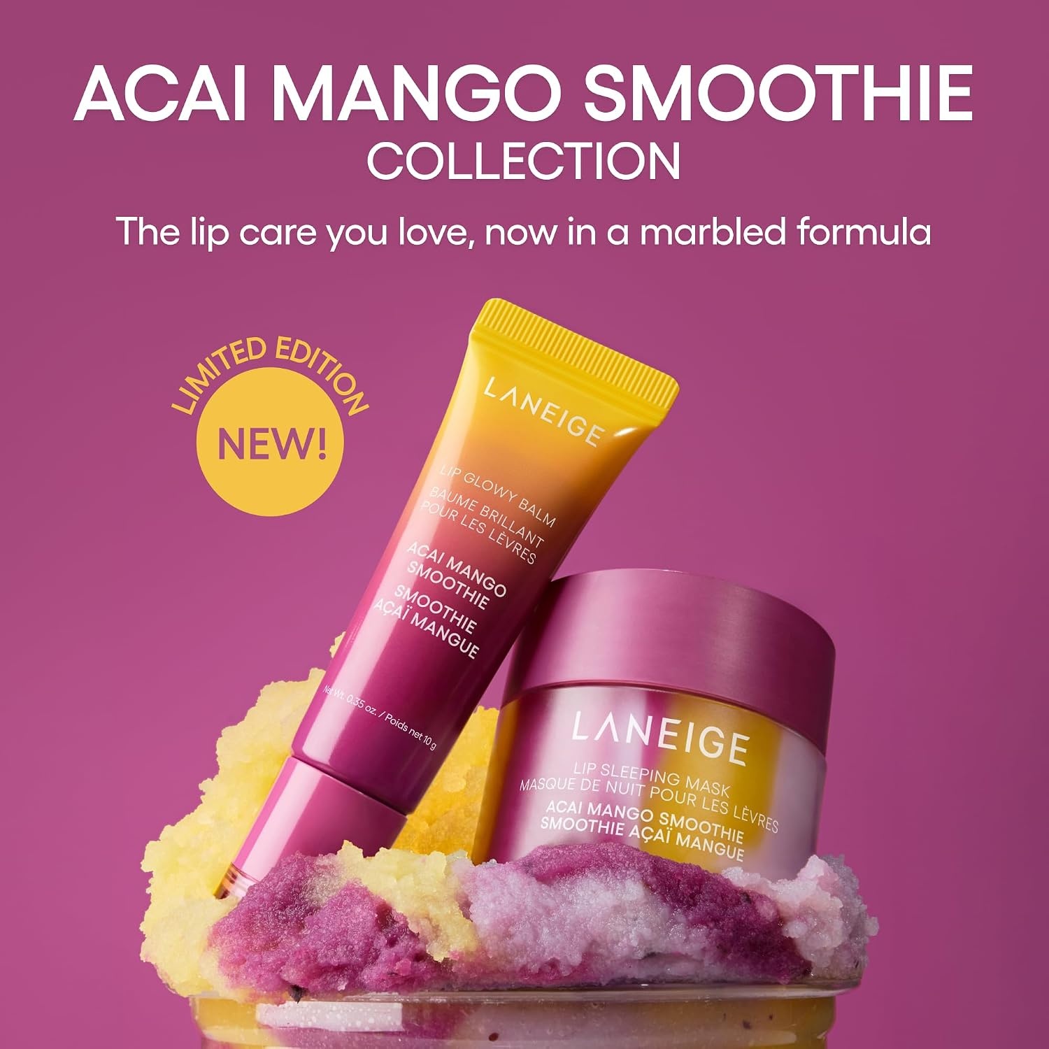 image:imageLANEIGE Lip Sleeping Mask Nourish Hydrate Vitamin C Murumuru amp Shea Butter Antioxidants Flaky Dry LipsAcai Mango Lip Topper Duo