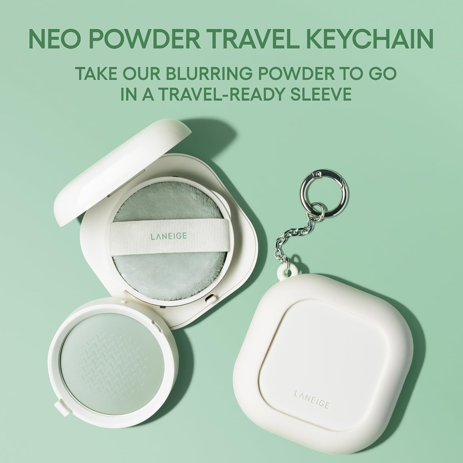 image:imageLANEIGE Neo Blurring Powder Korean OilControl Compact with Pore Blurring Smoothing Finish amp TravelFriendly NoSpill PackagingNeo Powder Keychain in White