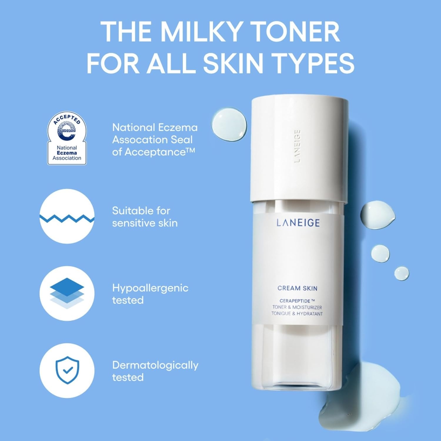 image:imageLANEIGE Cream Skin Face Hydrating Milky Toner Korean Toner amp Moisturizer101 Fl Oz Pack of 1